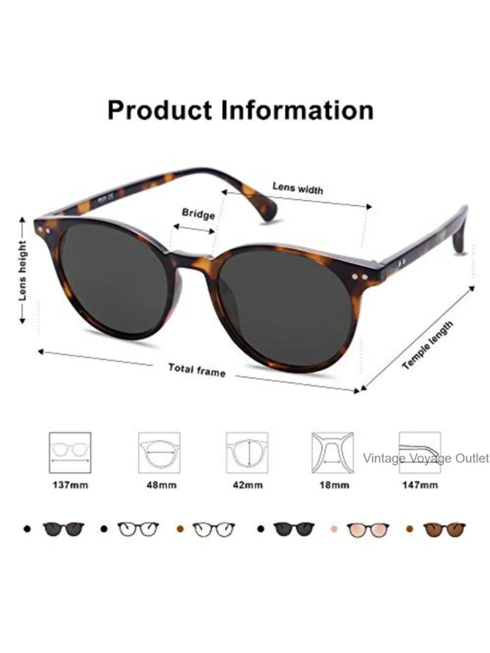 Polarized Round Sunglasses for Women Men UV400 Protection Lightweight Classic